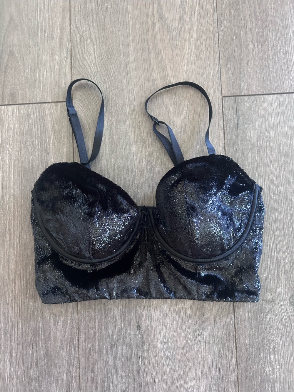 Victoria's Secret Black Velvet Longline Bra